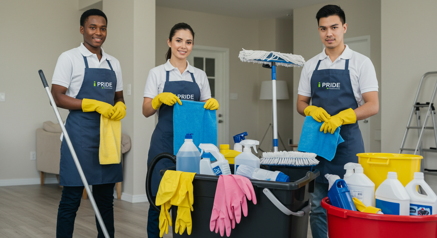 Professional cleaners at work